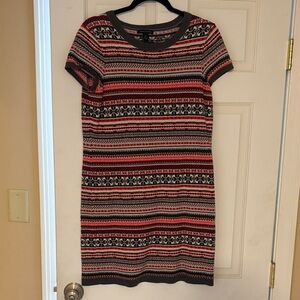 Tommy Hilfiger Gray and Red Striped Knit Top